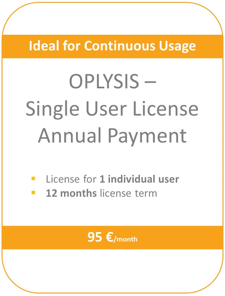 OPLYSIS - Recurring single user license, billing every 12 months, 1 user