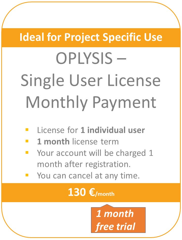 OPLYSIS - Recurring single user license, billing every month, 1 user - VOUCHER  